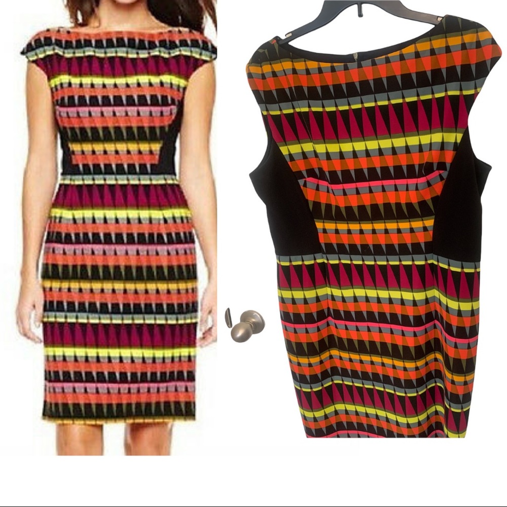 Signature London Style Print Sheath Dress,  Size : 14 multi-color print